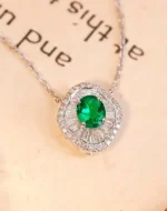 Emerald Diamond Pendant Necklace