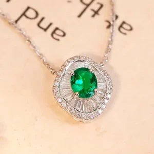 Emerald Diamond Pendant Necklace