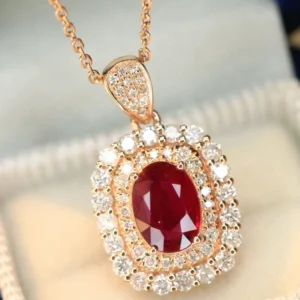 Elegant Ruby & Diamond Rose Gold Necklace