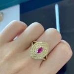 Marquise-Shaped Ruby & Diamond Engagement Ring - Image 3