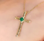 Elegant Emerald Cross Necklace