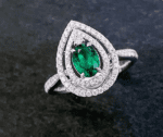 Elegant White Gold Emerald & Diamond Ring