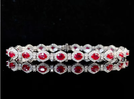 Elegant Ruby & Diamond Gemstone Bracelet