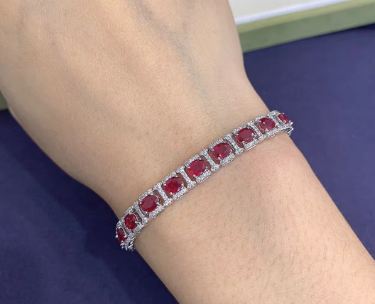 Pure Ruby & Diamond Wedding Bracelet