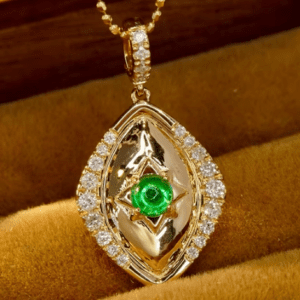 Stylish Emerald & Diamond Pendant Necklace