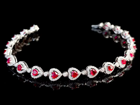 Heart Ruby & Diamond Bracelet