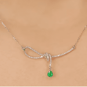 Elegant White Gold Emerald Pendant Necklace