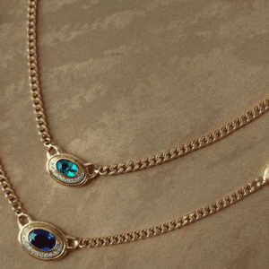 Vintage Style Sapphire & Emerald Necklace