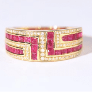 Elegant Yellow Gold Ruby & Diamond Ring