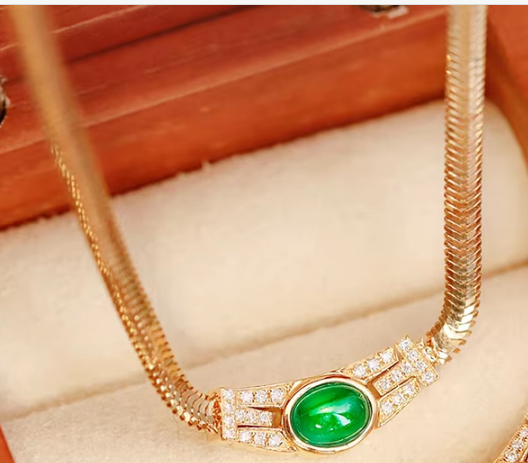 Snake Bone Emerald Elegance Necklace