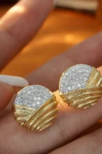 Vintage Diamond Stud Earrings - Image 2