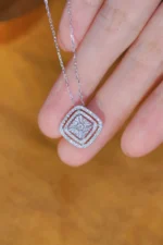 Square Shaped Diamond Necklace - Image 3