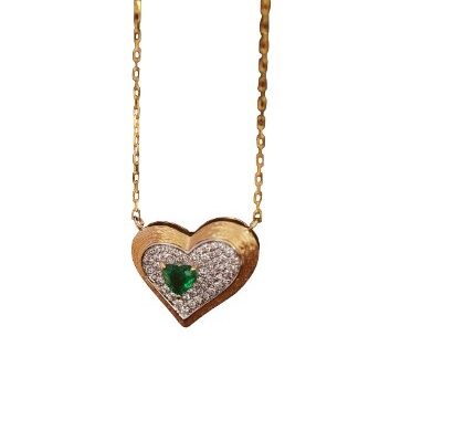 Heart Design Emerald Necklace