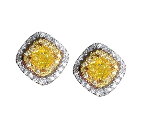 natural yellow diamond stud earrings