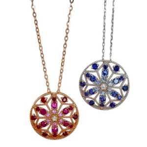 White or Rose Gold Ruby/Sapphire Necklace