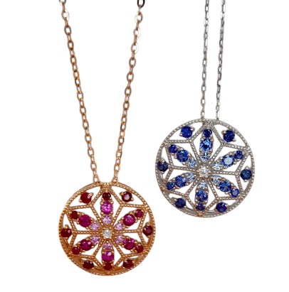 White or Rose Gold Ruby/Sapphire Necklace