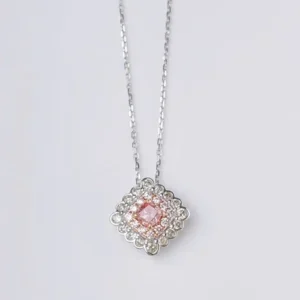 Square Pink Diamond Pendant Necklace