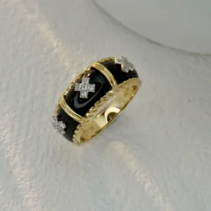 Vintage Black Agate Diamond Ring