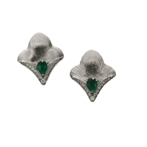 Vintage Bloom Diamond Emerald Earrings