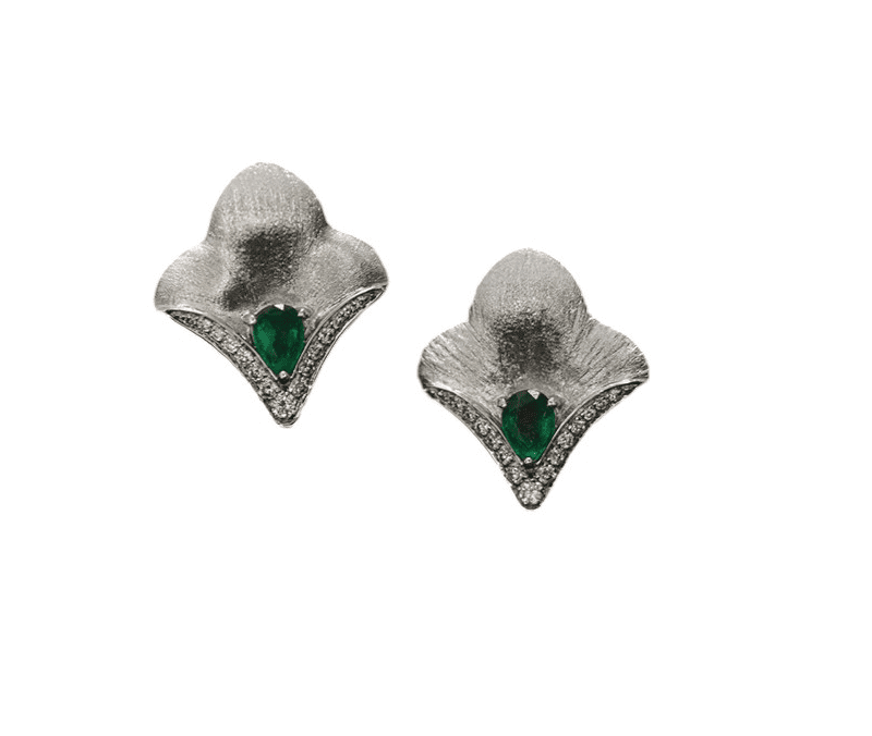 Vintage Bloom Diamond Emerald Earrings