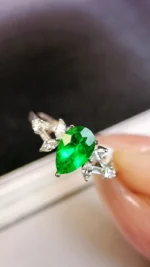 White Gold Emerald Pear Engagement Ring - Image 2