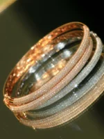 White or Rose Gold Diamond Bangle - Image 2