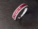 White Gold Ruby and Diamond Engagement Ring