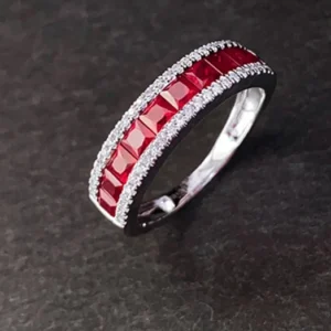 White Gold Ruby and Diamond Engagement Ring