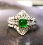 Elegant White Gold Emerald and Diamond Ring