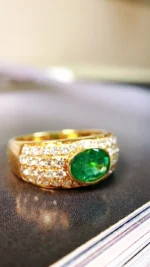 Yellow Gold Emerald and Diamond Ring - Image 3