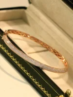 White or Rose Gold Diamond Bangle - Image 3