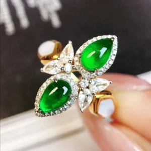 Yellow Gold Vintage Emerald and Diamond Ring