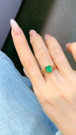 Yellow Gold Emerald Engagement Ring - Image 5