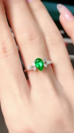 White Gold Emerald Pear Engagement Ring - Image 5