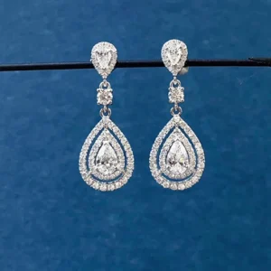 White Gold Water Drop Diamond Earrings