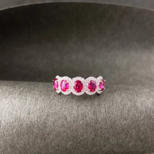 White Gold Ruby and Diamond Engagement Ring