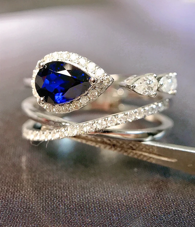 White Gold Sapphire and Diamond Ring