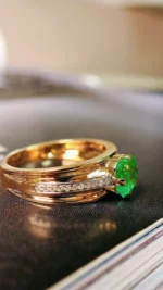 Yellow Gold Emerald and Diamond Engagement Ring - Image 4