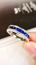 White Gold Sapphire and Diamond Engagement Ring - Image 2