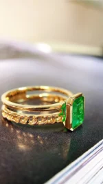 Yellow Gold Emerald Engagement Ring - Image 4