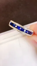 White Gold Sapphire and Diamond Engagement Ring - Image 3