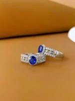 White Gold Sapphire and Diamond Classic Ring - Image 4
