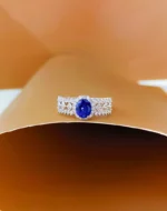 White Gold Sapphire and Diamond Classic Ring - Image 2