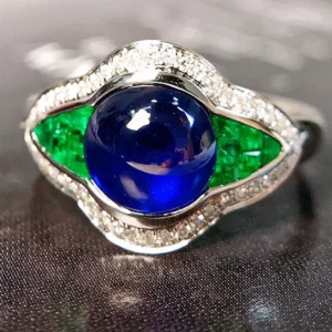 White Gold Vintage Sapphire and Diamond Ring