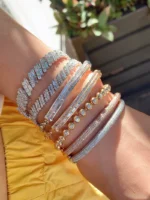 White or Rose Gold Diamond Bangle - Image 6