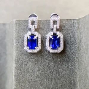 Elegant White Gold Sapphire and Diamond Earrings