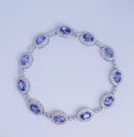 White Gold Sapphire and Diamond Oval Bracelet