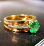 Yellow Gold Emerald and Diamond Engagement Ring