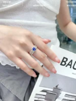 White Gold Sapphire and Diamond Classic Ring - Image 5