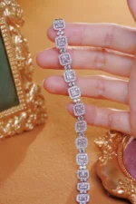 White Gold Diamond Square Bracelet - Image 4